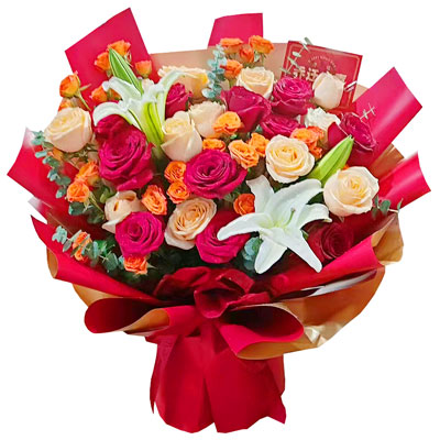 渭南19朵玫瑰百合，爱情永不凋零