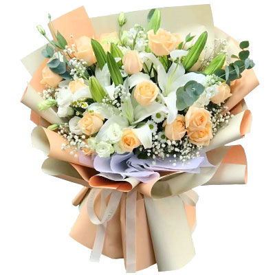 渭南19朵香槟玫瑰百合，你是我的真爱