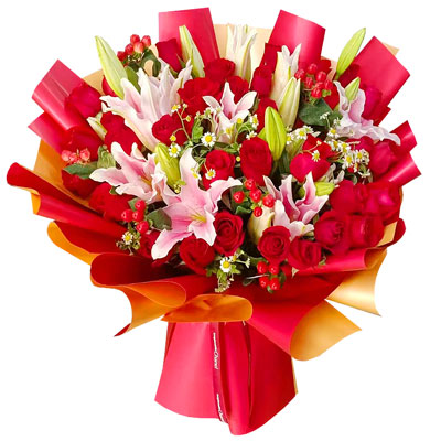 渭南33朵红玫瑰百合，心灵的火花